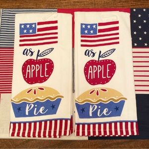 Patriotic Kitchen Towels Set Of 2, American As Apple Pie Towels, Apple Pie Towel